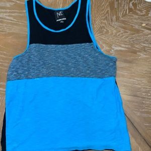 XL black and blue modern culture tank top
